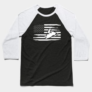 Snowmobile  and american flag Baseball T-Shirt